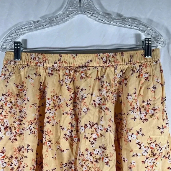 Old Navy Skirt Womens Large Yellow Floral Pull On Elastic Waist - Picture 2 of 7